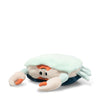 The Steiff Curby Crab Plush Stuffed Toy is a 9-inch plush shaped like a cartoon crab, featuring a light blue shell, orange claws, and an adorable face.