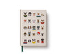 The Studious Dogs Embroidered Journal features a white cover with embroidered dogs in glasses, hats, and bowties—some reading books. This personal diary includes a green ribbon bookmark and is shown on a white background.