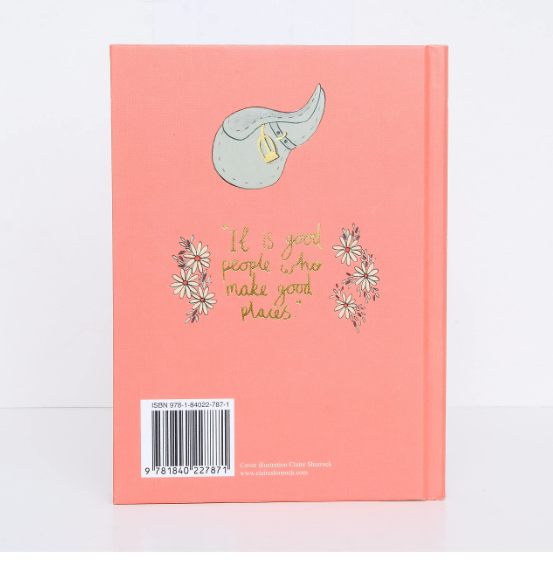 The Black Beauty Collector's Edition Hardcover has a pink cover with a small gray elephant drawing, white daisies, and gold text: "It is good people who make good places." A barcode appears at the bottom left corner.