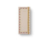 The Delphine Sticky Note Folio is a rectangular tear-off pad with a light cover, gold "NOTES" text, gold elastic band, and a colorful border inspired by the Delphine pattern with small red, green, and blue floral accents.