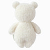 The Cuddle + Kind Baby Bouclé Bear in Ivory is a plush toy hand-knit from soft Peruvian alpaca yarn, shown from the back with round ears and no visible facial features on a plain white background.