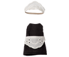 The Maileg Extra Clothing: Maid Clothes for Big Sister Mouse is a small black cotton dress with an apron and a matching white lace headpiece, perfect as a miniature maid costume for your mouse doll.