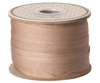 Maileg Ribbon - Soft Brown (10m) is a decorative spool of soft brown ribbon neatly wound on a cardboard reel with a white, polka-dotted top, perfect for giving any gift wrap an exclusive look.