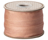 The Maileg Ribbon - Peach Rose (10m) features a light peach satin finish with a cardboard core and polka-dotted top, adding an exclusive touch to any gift wrap.
