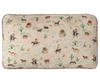 The Maileg Cushion - Pony features a cream background made from 100% cotton and is decorated with playful Western-themed prints—cowboys, cattle, cacti, houses, and desert plants—ideal for fans of printed fabrics.