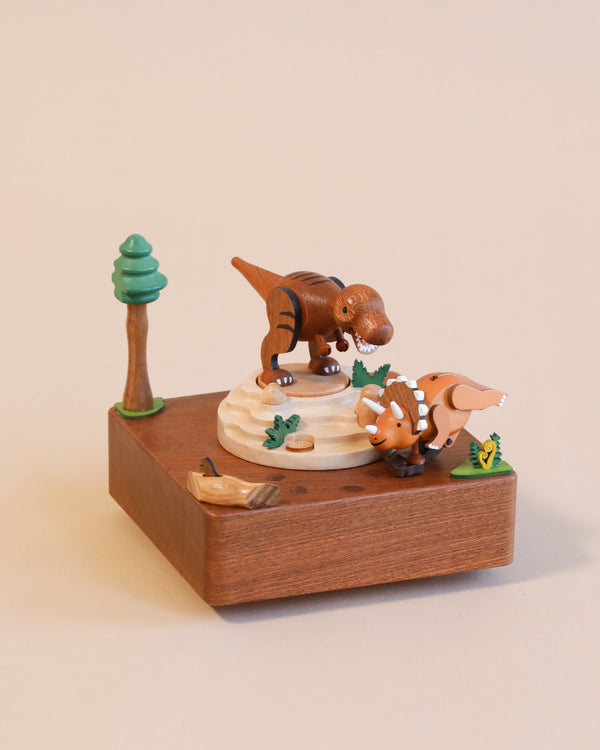 Dinosaur themed wooden music box