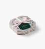 The Gemma Mini Notepad Trio features three floral notepads with decorative borders, metallic gold accents, tear-off sheets, and comes tied with a pale pink ribbon and a green tag reading “Mini Notepads Set of 3.”.