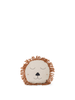 The Ferm Living Safari Cushion - Lion is a round, beige linen cushion with a brown yarn mane and a simple, closed-eye lion face—ideal for adding cute charm to kids’ room decor.