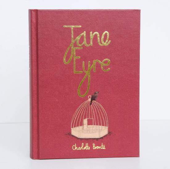 The Jane Eyre | Brontë | Collector's Edition | Hardcover has a red cover with gold embossed title text and an illustration of a bird on an open birdcage.