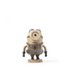Boyhood Minions Stuart, Small: A collectible figurine of a one-eyed Stuart Minion made from European FSC White Oak with black gloves and coiled wire hair, stands on a labeled "STUART" base against a white background.