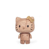 The Boyhood Hello Kitty 50th Anniversary Limited Edition is a collectible wooden figurine with simple carved details, black oval eyes, and a gold bow on its left ear, displayed against a plain white background.