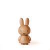 The Boyhood Miffy x Miffy, Small is a solid oak wooden bunny figurine with long ears, simple black eyes, and an X-shaped mouth, standing upright against a plain white background.