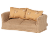 PRE-ORDER: Couch, Mouse - Mable is a small plaid-patterned sofa with two yellow floral cushions, perfect for dolls or miniature displays. Estimated ship date: Early August.