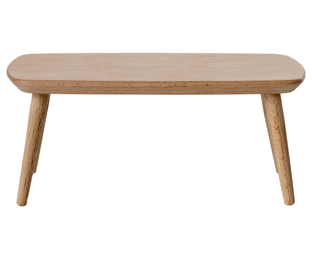 The PRE-ORDER: Coffee Table, Mouse - Nature (ships early October) is a simple, light wooden piece with rounded edges and four angled legs, set against a plain background.