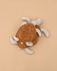 Two Senger Naturwelt Cuddly Animal - Turtle toys, one large and one small with brown shells and light beige limbs and heads, are stacked on each other against a plain beige background.