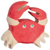 The Holztiger Crab is a handcrafted wooden toy painted red with beige claws and legs, featuring two small green eyes. Part of the HOLZTIGER figures collection, this charming piece is made in Europe and ships in one week.