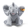 The “My First Steiff” Ellie Elephant Plush Baby Toy, 9 Inches, features soft gray plush, large embroidered ear with “My First Steiff,” a friendly face, and signature yellow tag—an ideal keepsake for any baby.
