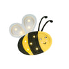 The Handmade Wooden Mini Lamp - Happy Bee features a smiling bee with yellow and black stripes and glowing LED wings—perfect as a children's night light or charming decor for any kid's room.