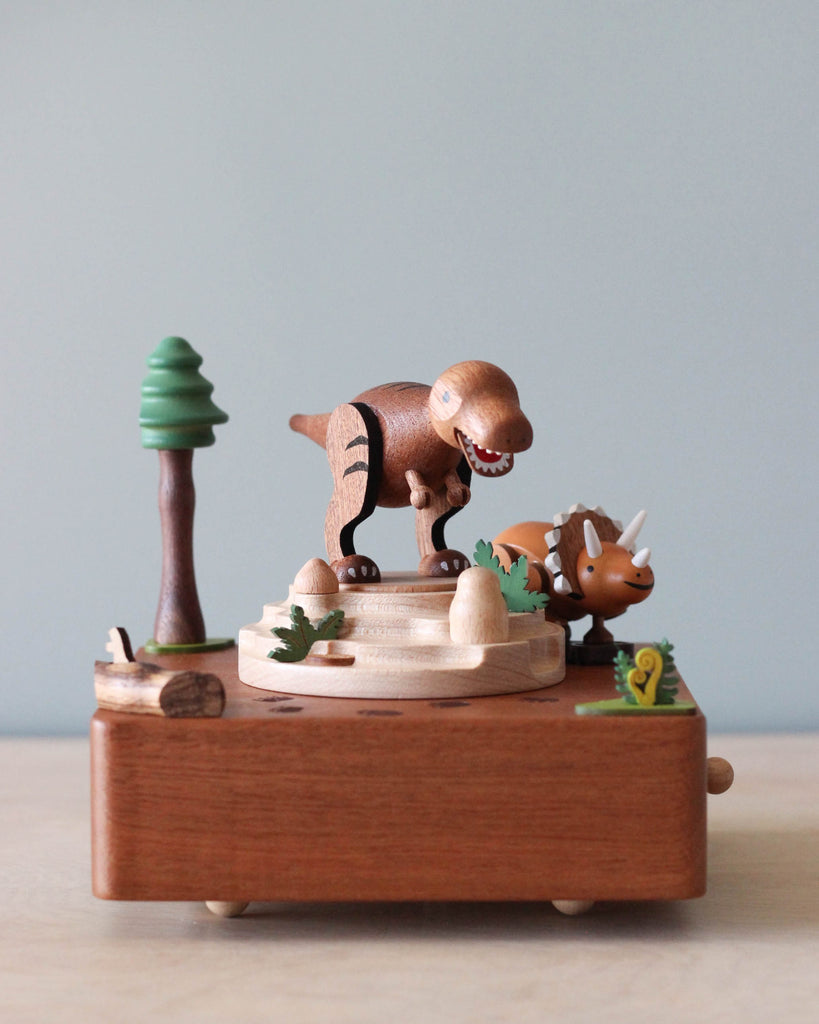 Dinosaur themed wooden music box