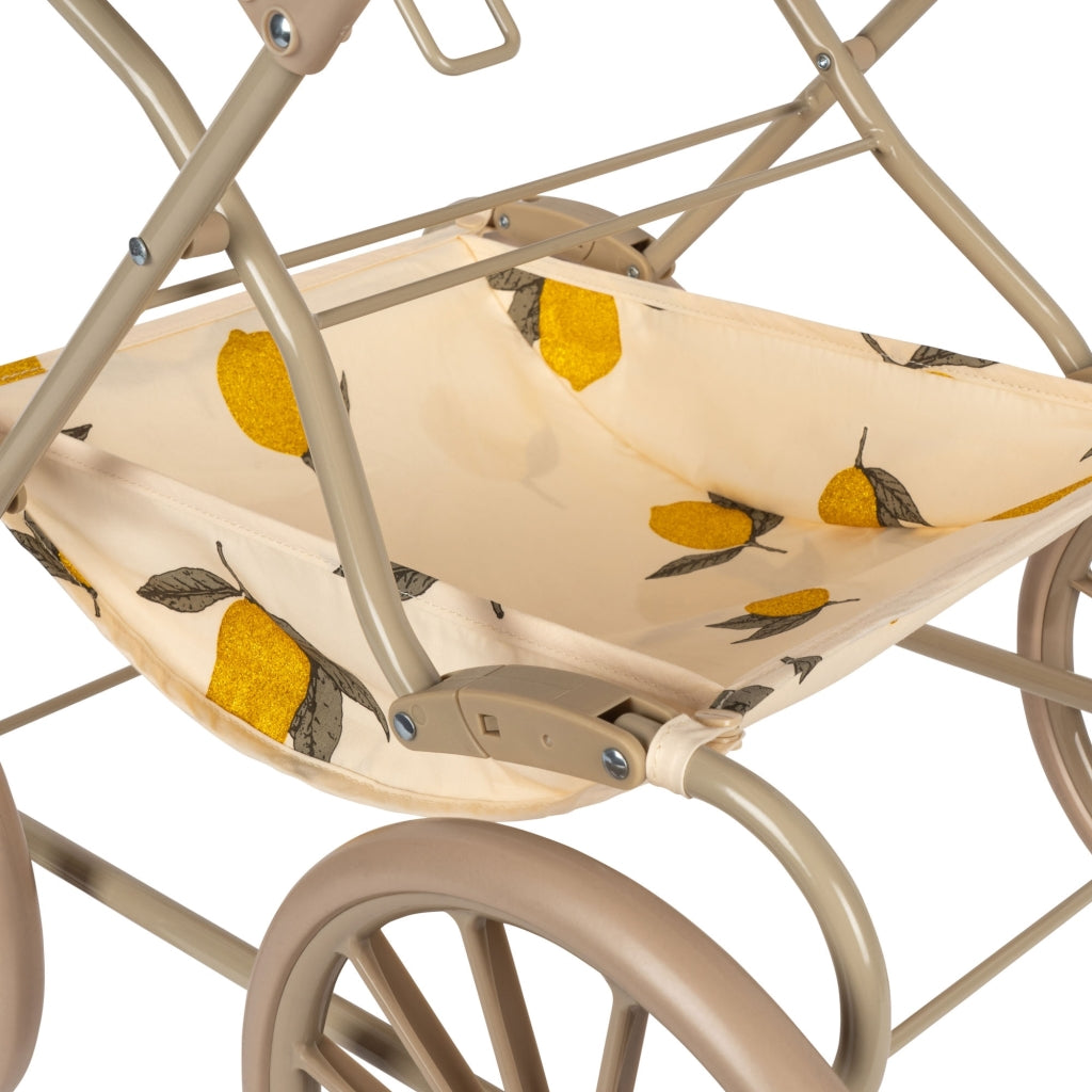 Doll pram with glitter lemon print