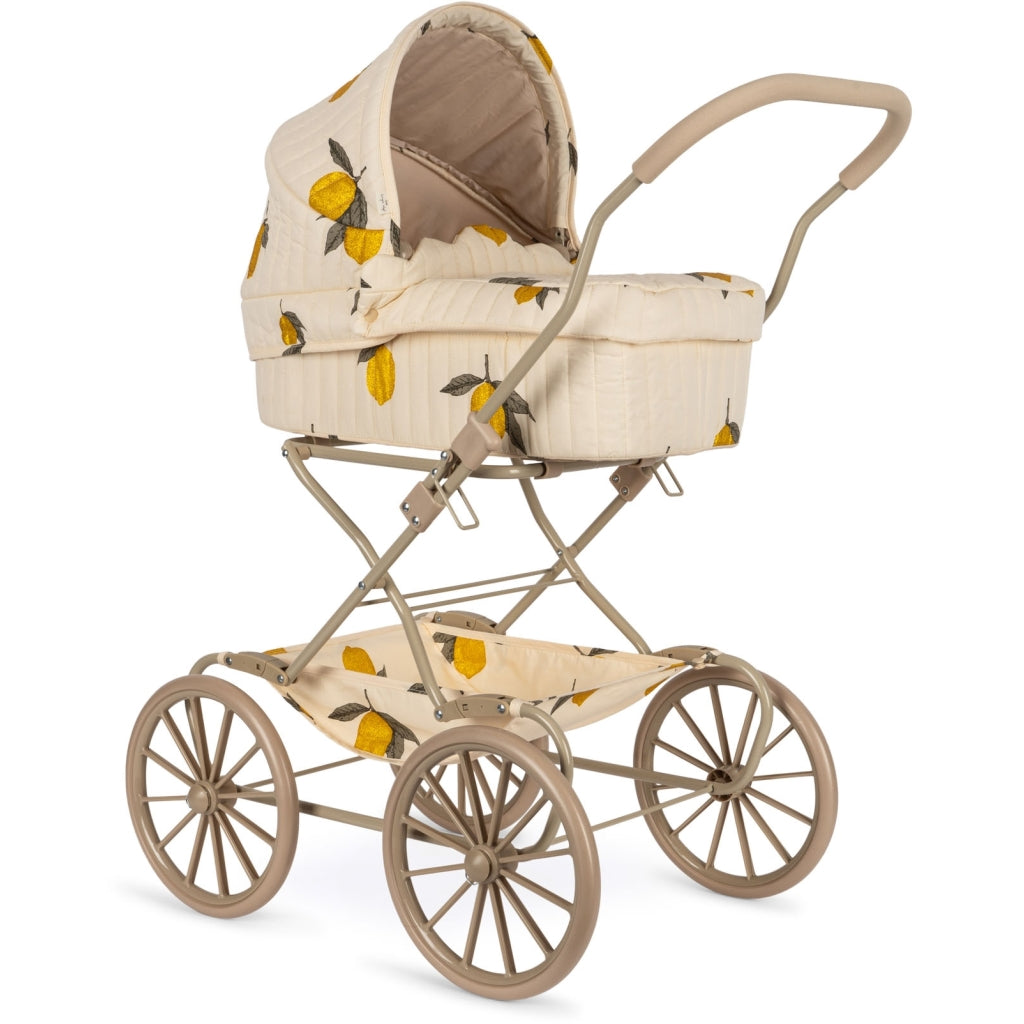 Doll pram with glitter lemon print