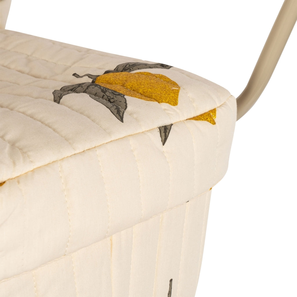 Doll pram with glitter lemon print