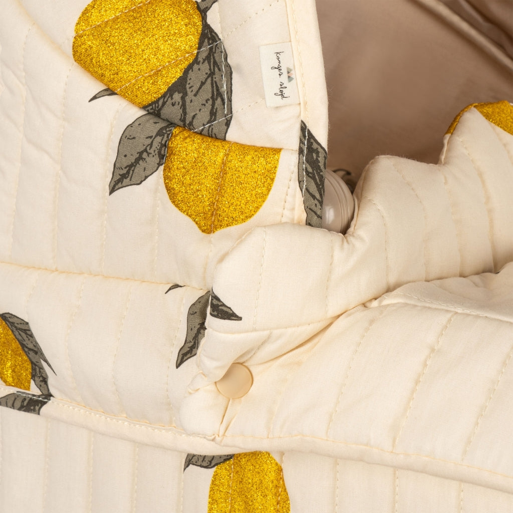 Doll pram with glitter lemon print