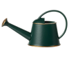 The Maileg Watering Can, Mouse - Dark Green, features a gold-rimmed base and spout with a curved handle—an adorable metal accessory to add whimsical charm to any mouse play scene.