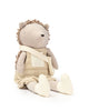 Heather The Hedgehog, from the Hedgehog Family collection, is a plush toy with a beige body and darker brown spiky back. It sits upright in a light beige dress with a pocket and white shoes, charming all with its simple face.