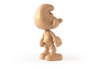 An oak Smurf figure features a small, cartoonish character from Smurf Village with a large, rounded hat and oversized shoes. It stands in profile view on a white background, looking cheerful and ready for new adventures.