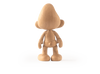 The Smurf, Oak figurine displays a cartoonish, cheerful character with a round head, pointy hat like those from Smurf Village, large ears, and rounded feet. Its wood grain texture enhances the handcrafted charm as it stands proudly on a white surface from the back view.