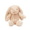 Harey the Bunny is a plush toy with fluffy, curly cream-colored fur, long ears, and an adorable vintage look. Its embroidered features add charm as it sits upright on a plain white background.