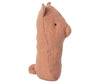 Side view of a small, plush toy shaped like a bear, made from soft fabrics in a brown, textured finish. The toy has simple stitching, minimal detailing, and an overall soft, minimalist design—perfect for adding to Maileg Lullaby Friend Rattles, Pig or nestling in a gift box.