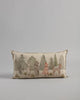 The Coral & Tusk Hikers Pillow showcases woodland friends, including bears and foxes, wandering through an evergreen forest on a neutral background with delicate plants below. (Ships in approximately one week.).
